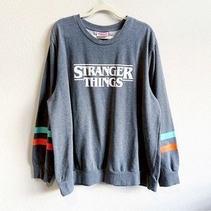 Stranger Things Sweatshirt 3X Logo Mediumweight Gray Cotton Blend Trend